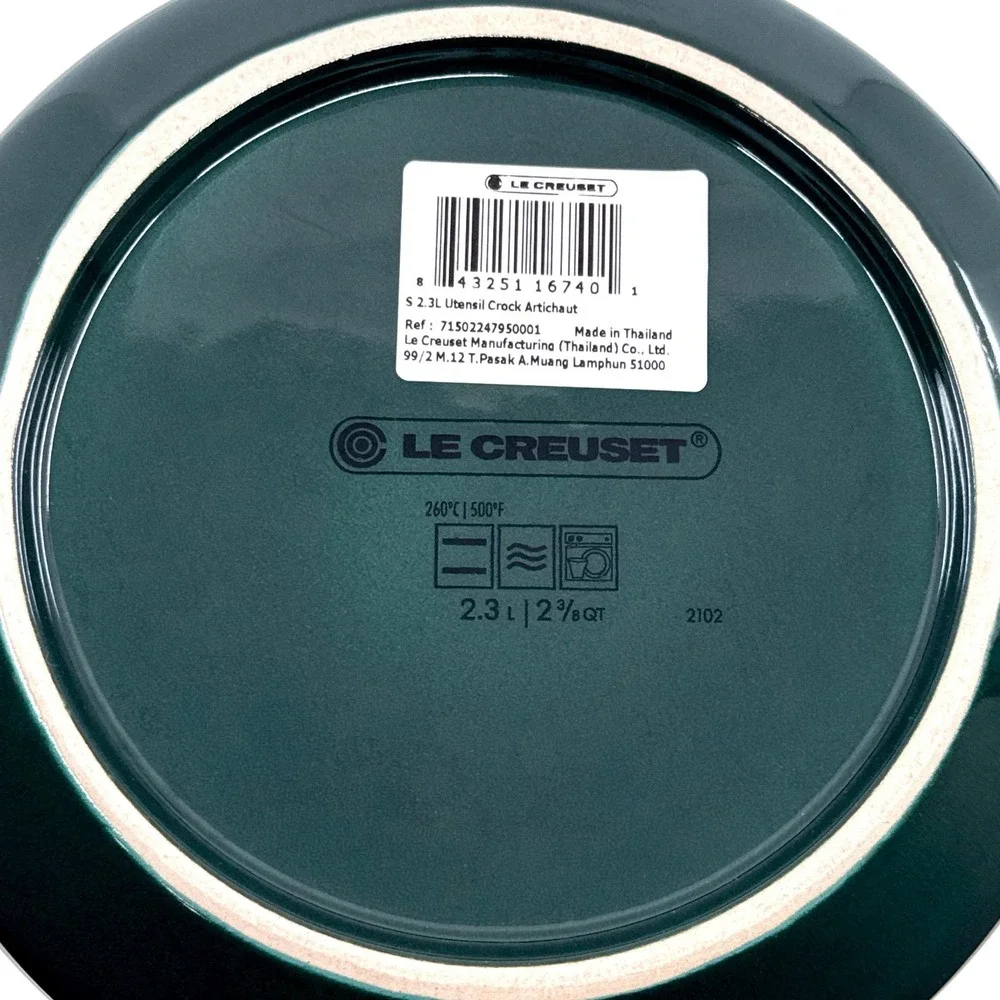 Le Creuset Artichaut Green Large Utensil Crock 2.3L / 2.38 Qt Stoneware 2102